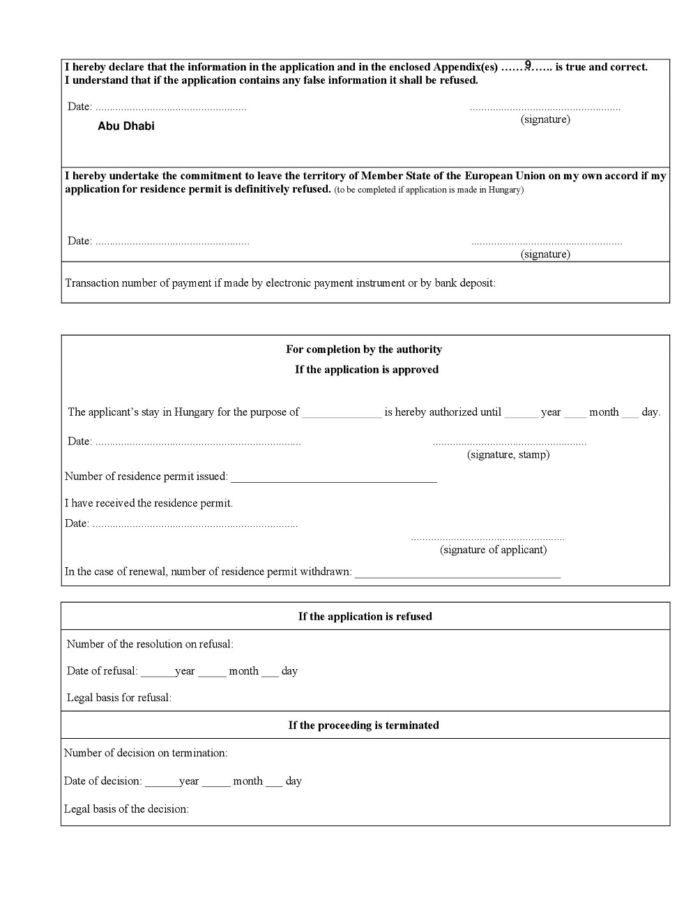 application form for Hungary work visa