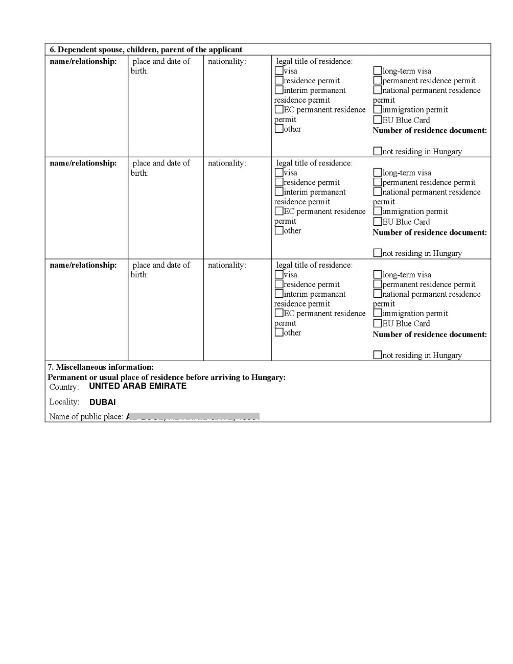 application form for Hungary work visa