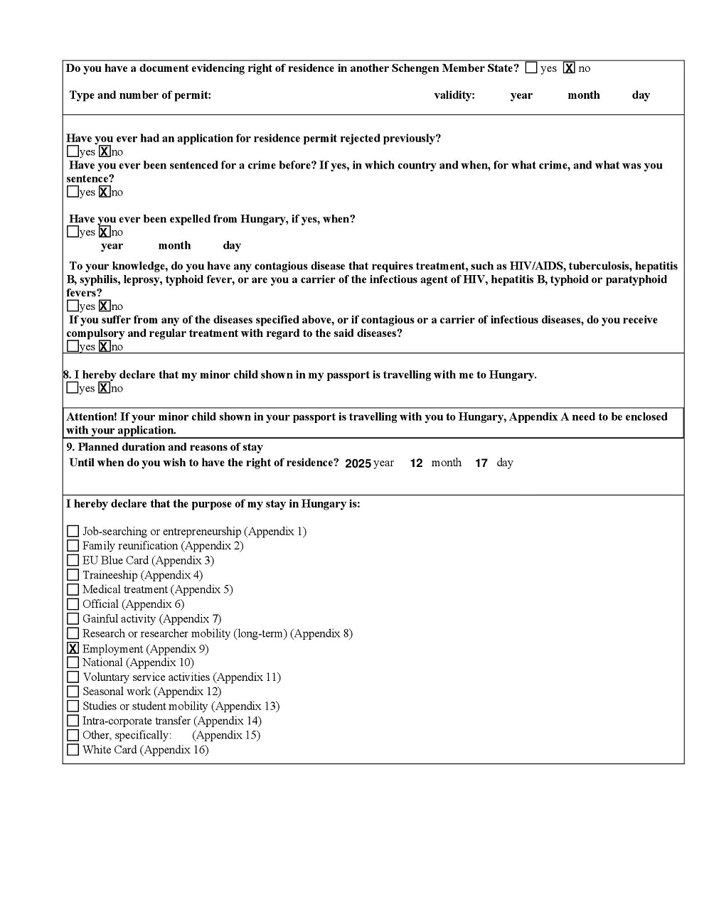 application form for Hungary work visa