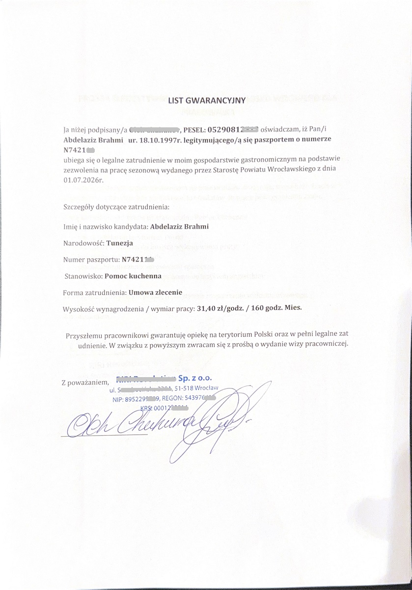 Seasonal work permit to Poland