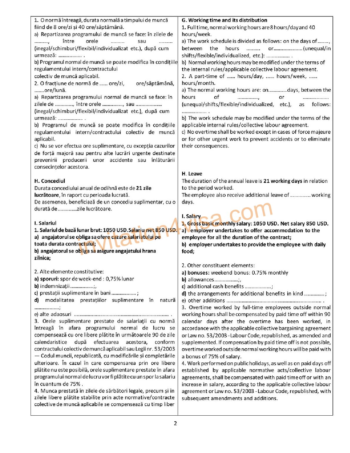 Official Employment Contract from a Moldovan Employer
