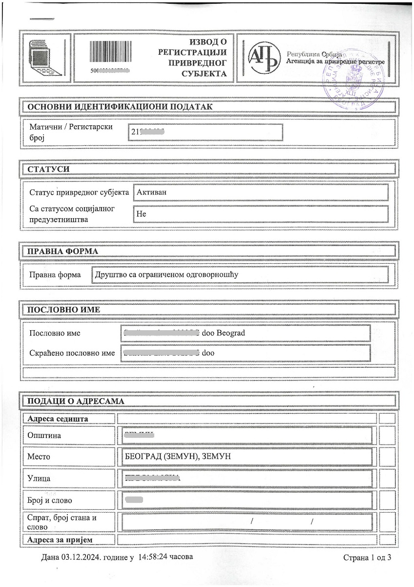 Company registration Serbia