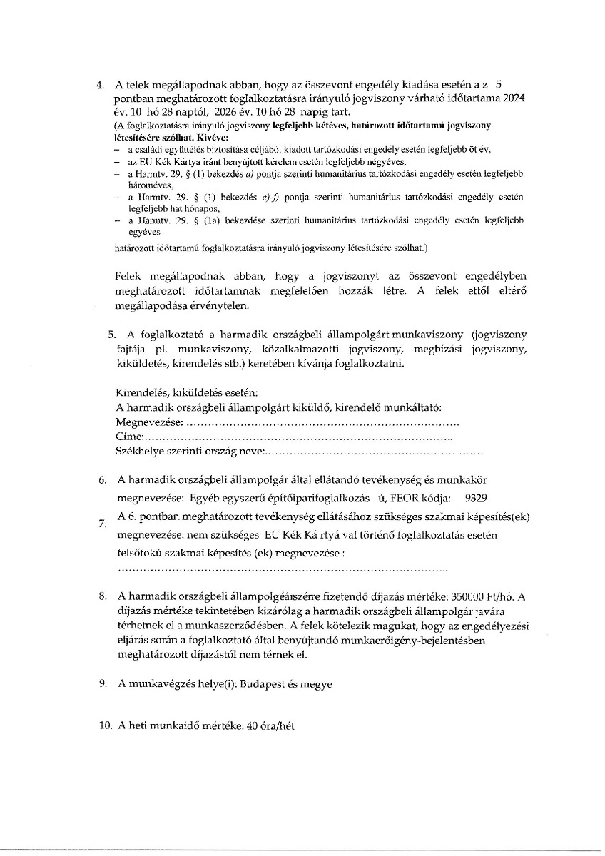 Work permit to Hungary