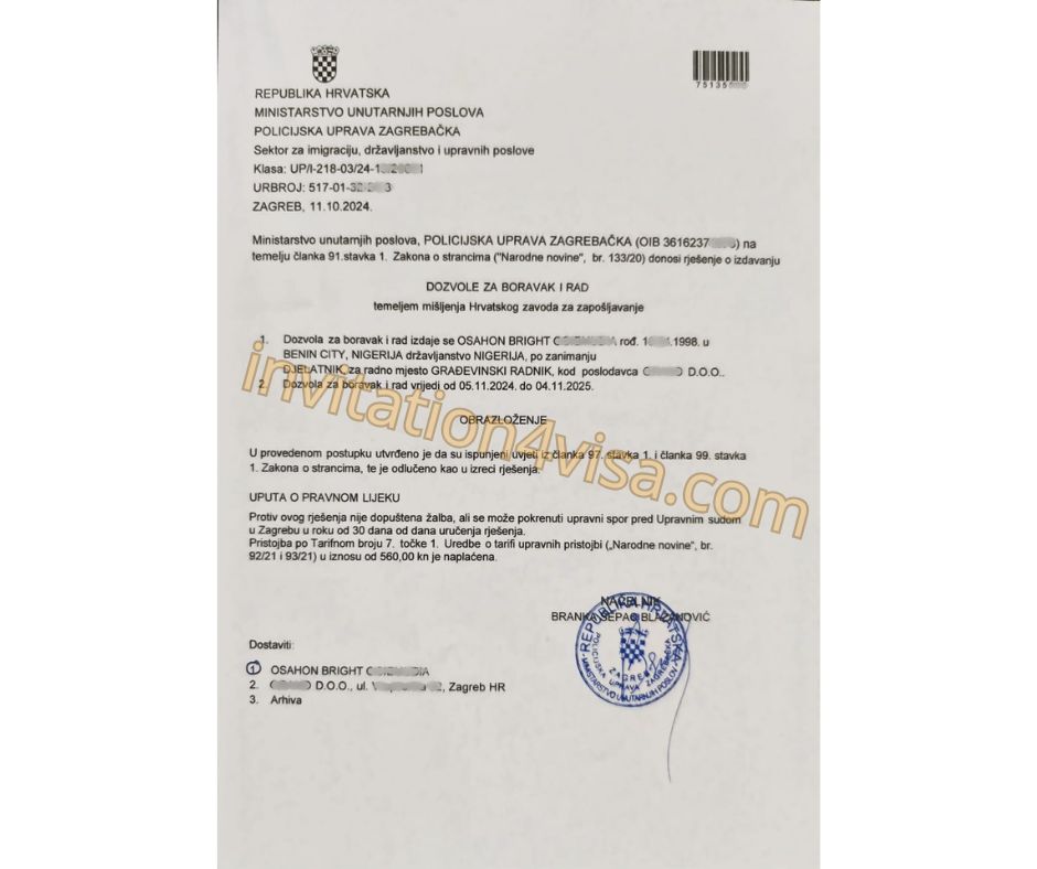 Croatia work permit