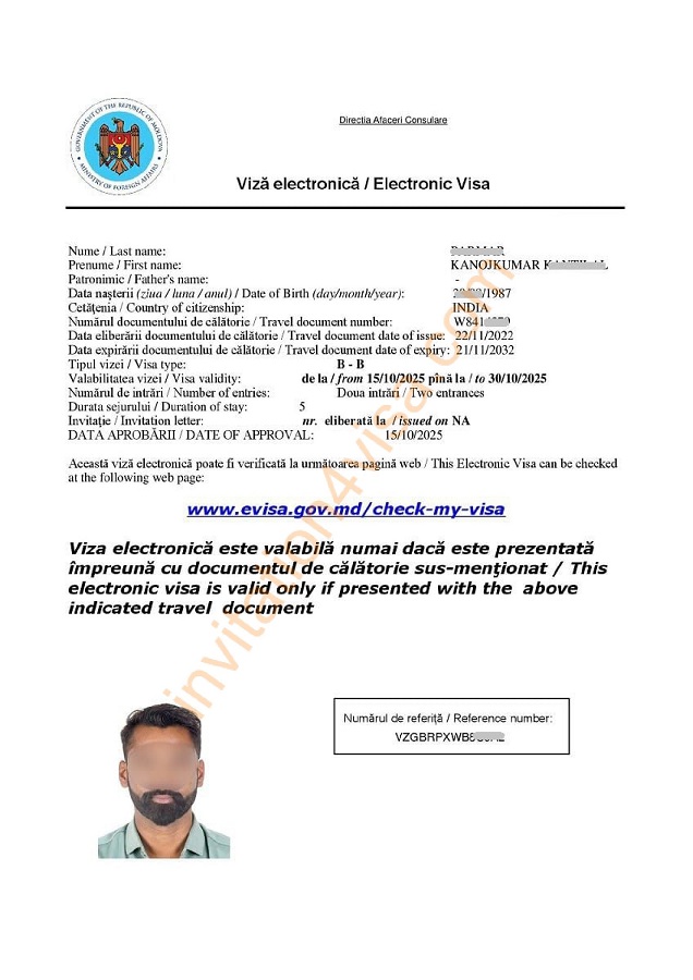 Moldova tourist and business e-visa