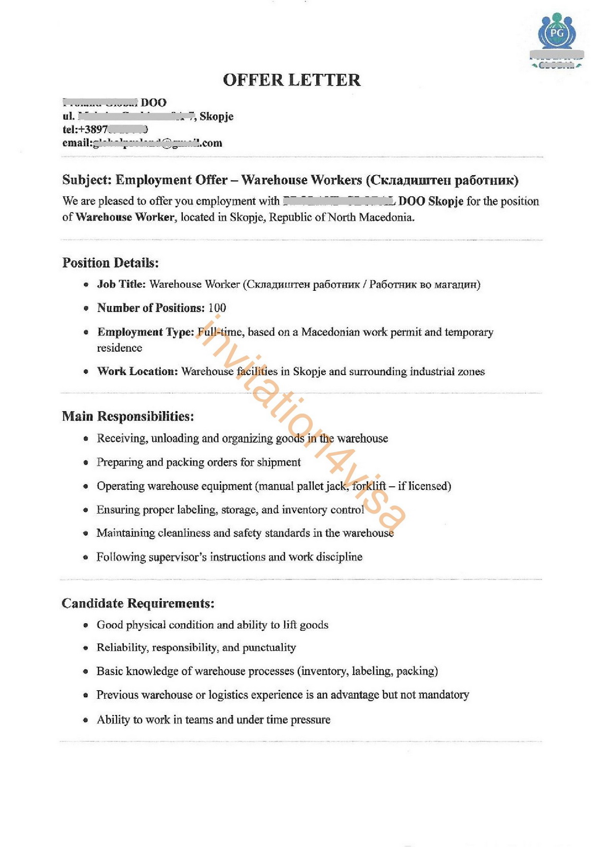 North Macedonia work permit