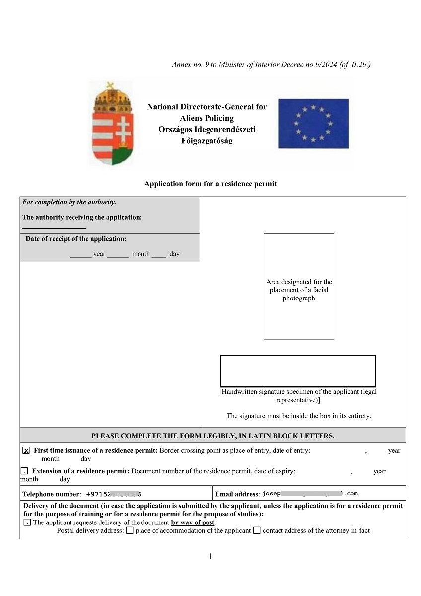 Application form Hungary