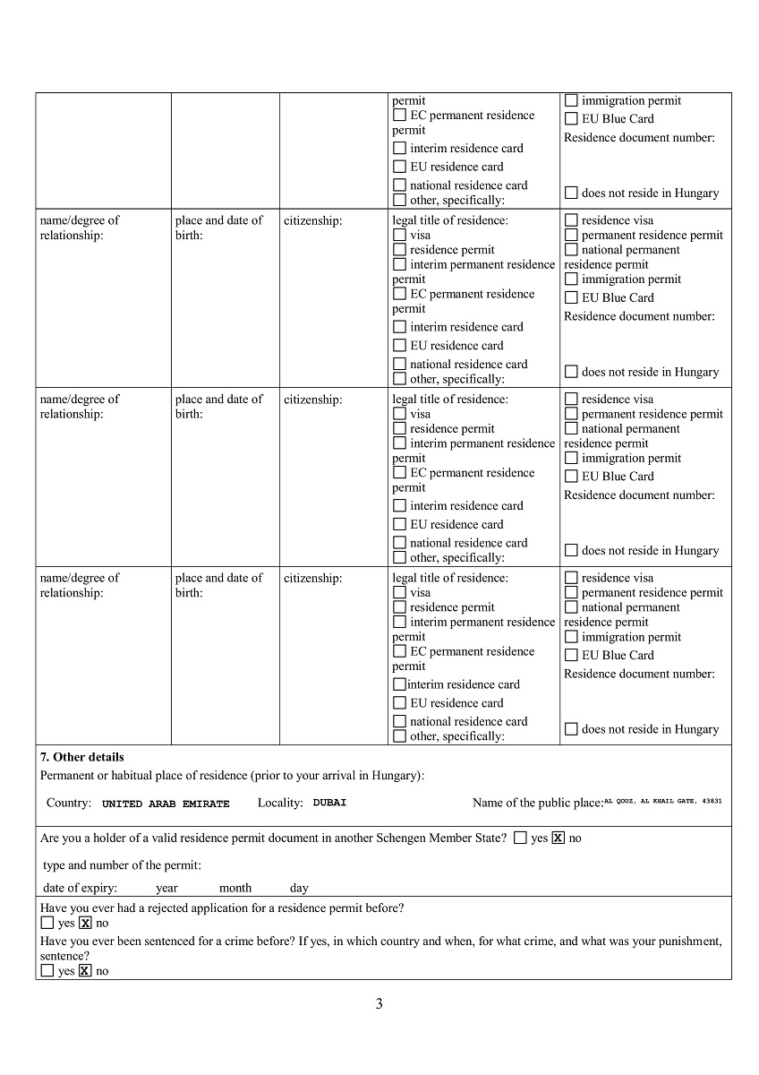 Application form Hungary