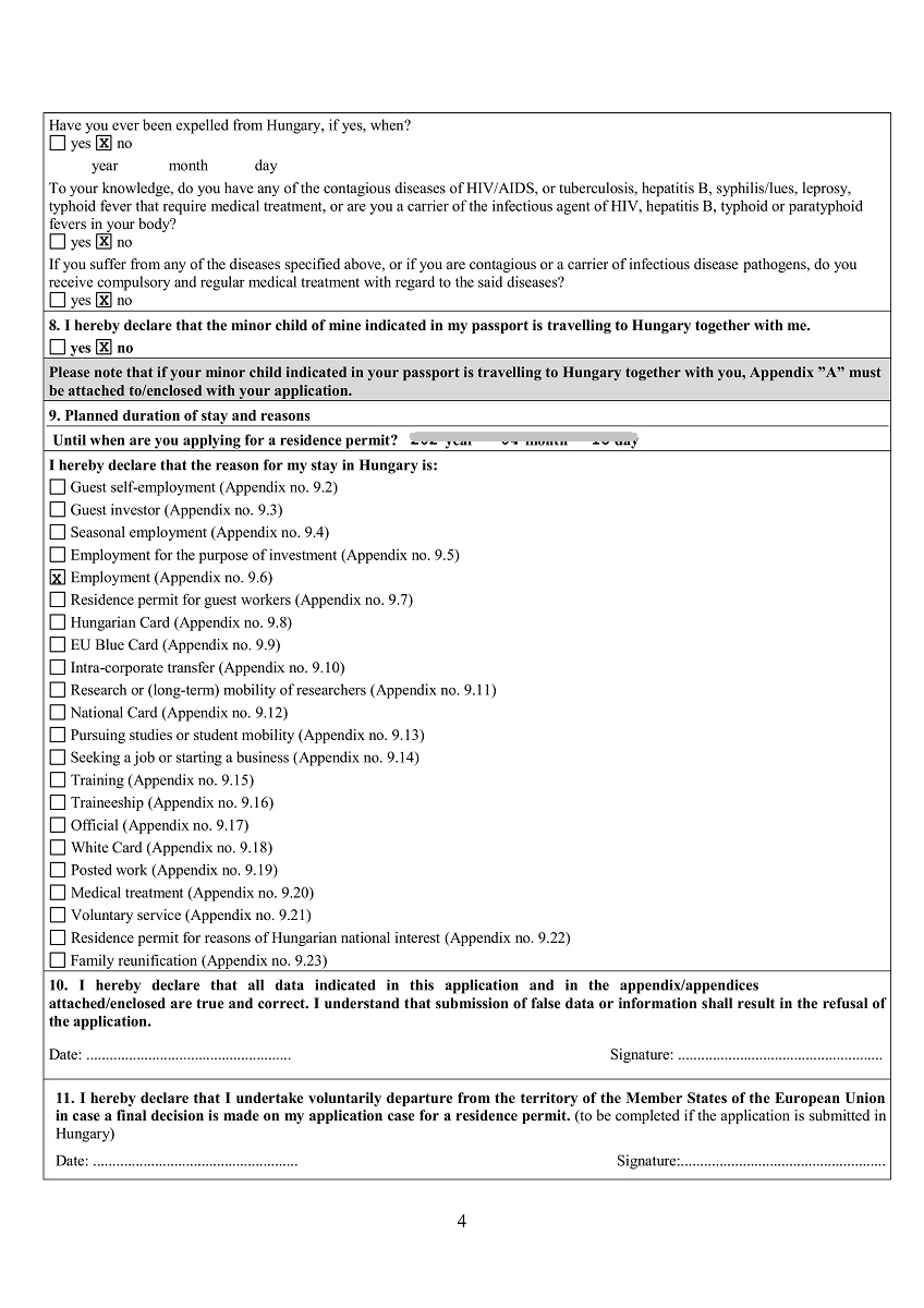 Application form Hungary