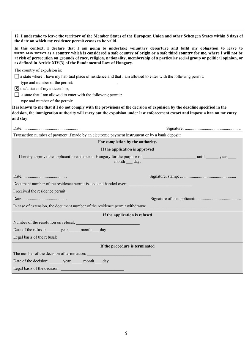 Application form Hungary