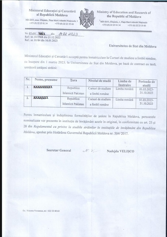 student invitation to Moldova 2023