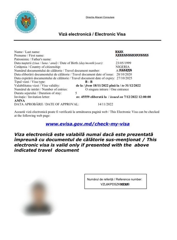 Moldova transit electronic e-visa