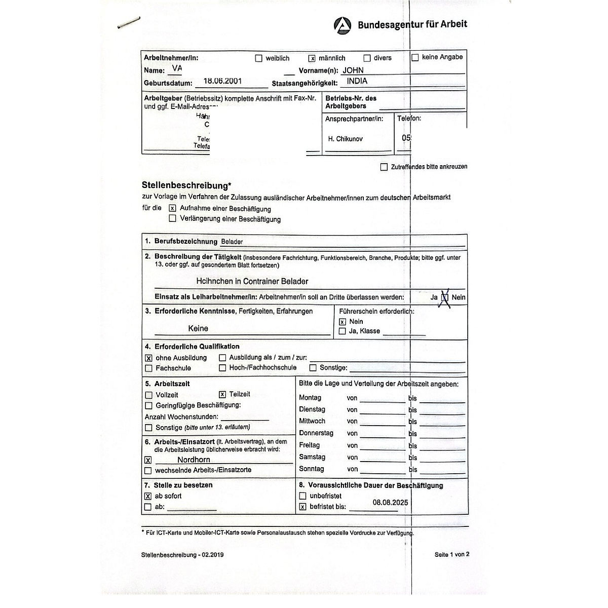 Germany work visa